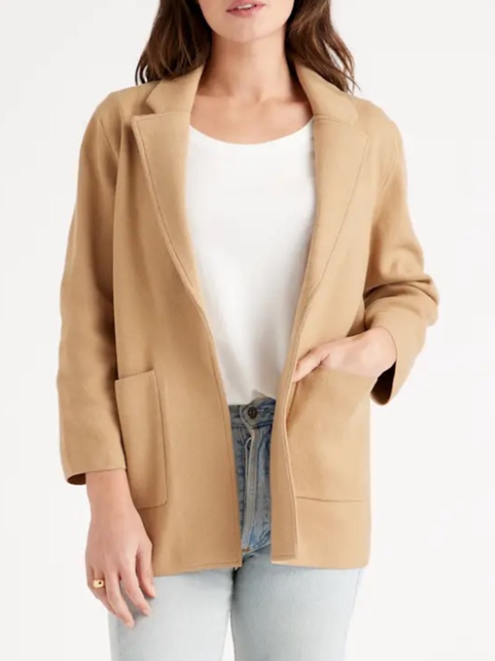 Quince 100% Organic Cotton Knit Blazer Camel XS NWT